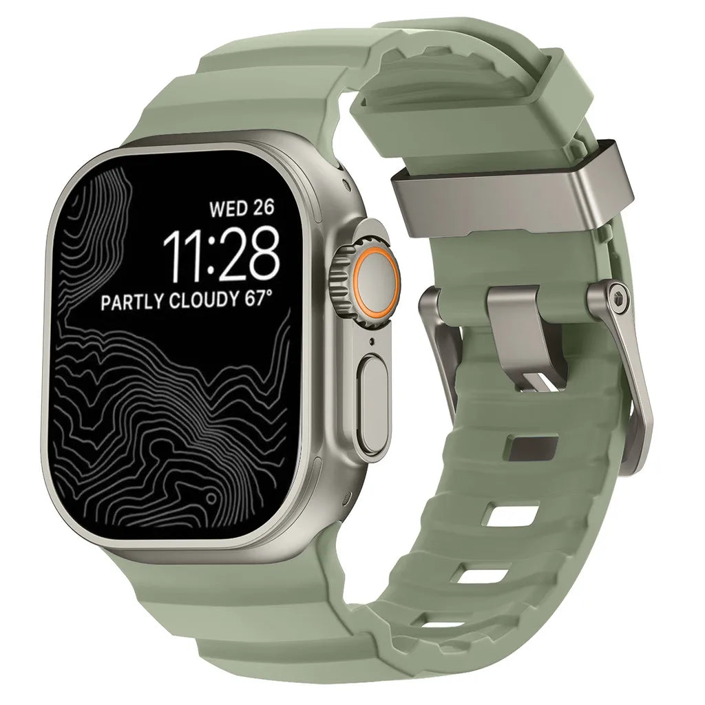 Sport Soft Silicone and Titanium Buckle Strap for Apple Watch