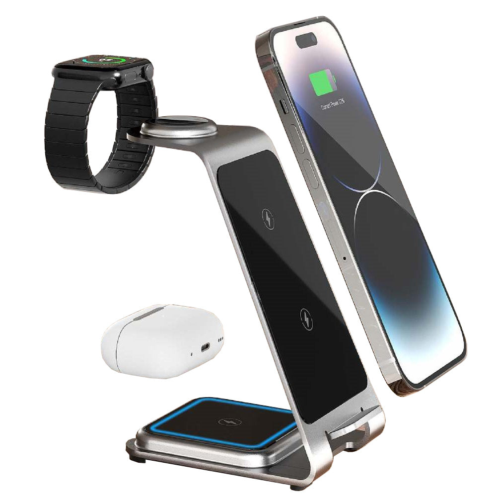 3 in 1 Aluminium Wireless Charger Dock for Iphone - Apple Watch & AirPods
