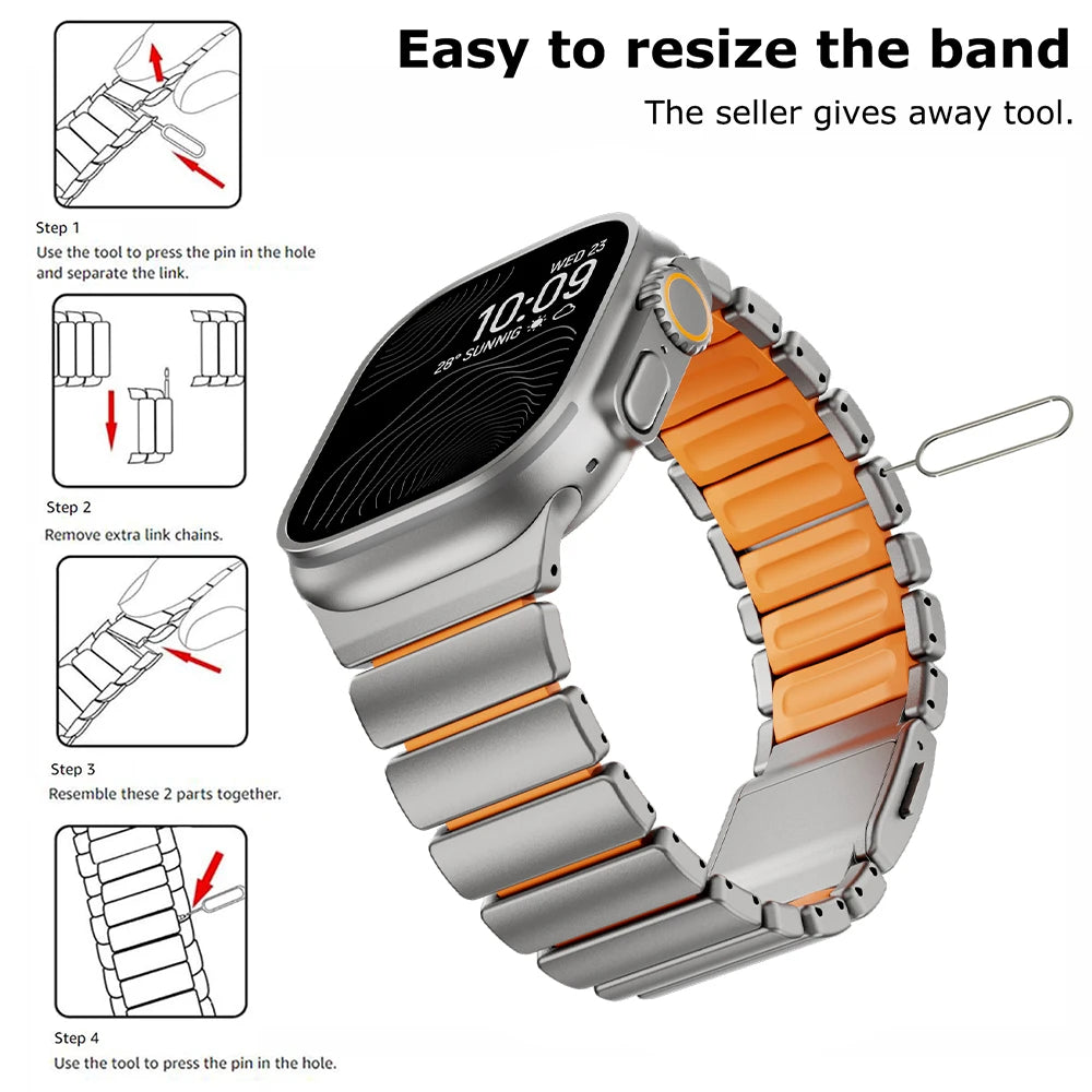 Titanium Silicone Magnetic Strap for Apple Watch