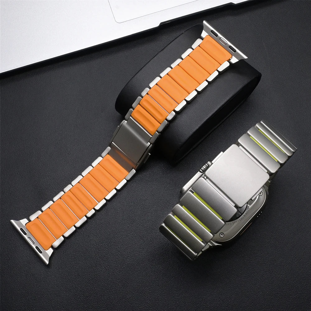 Titanium Silicone Magnetic Strap for Apple Watch