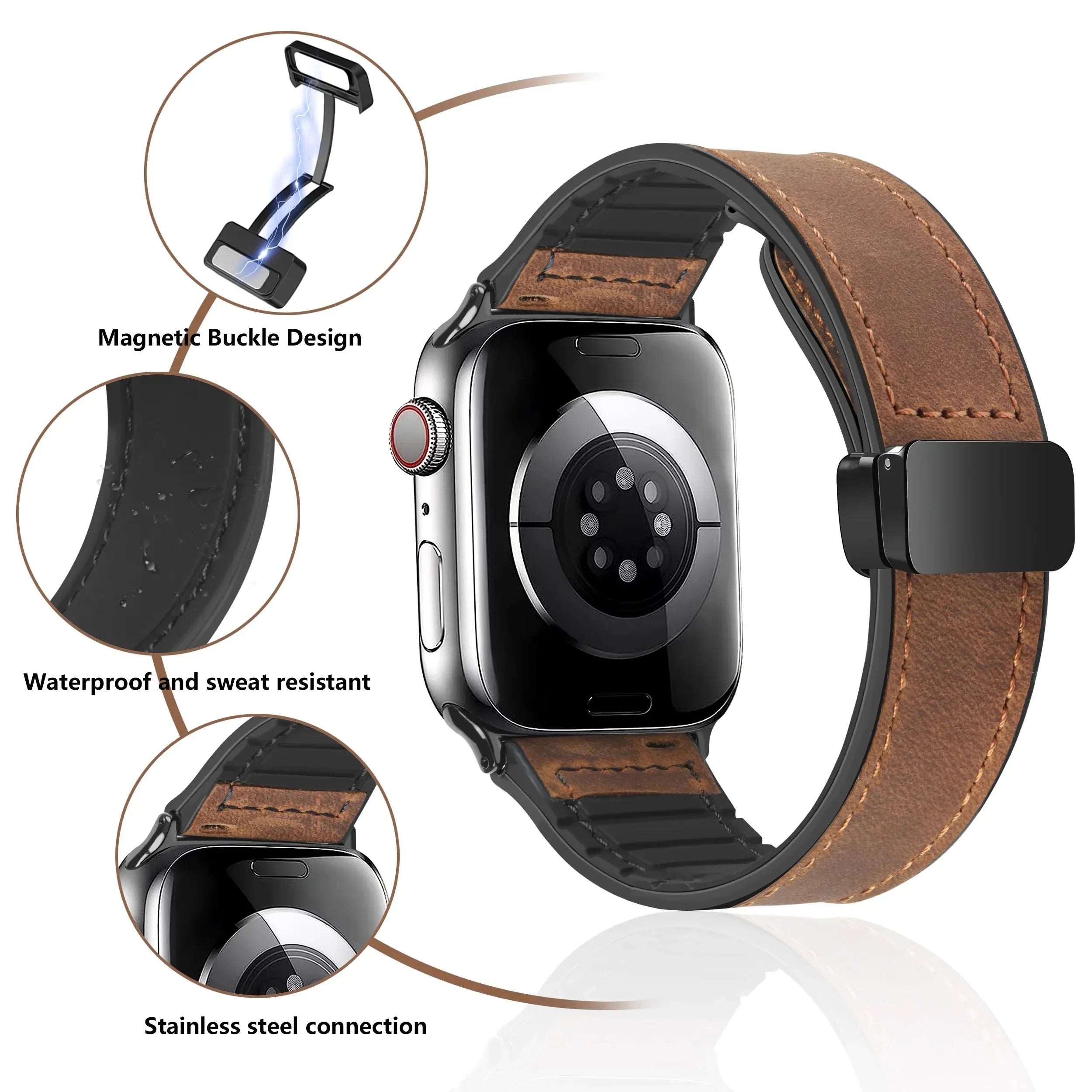 Leather and Silicone Strap For Apple Watch