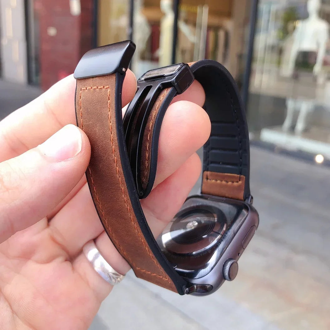 Leather and Silicone Strap For Apple Watch